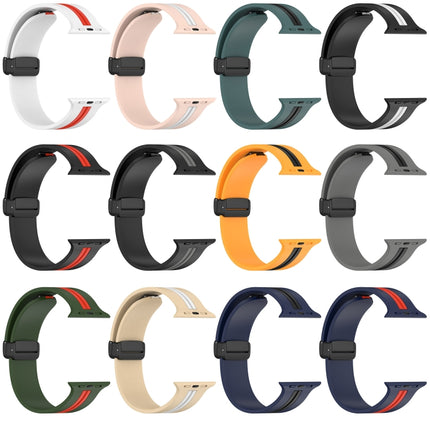 Magnetic Clasp Two-Color Silicone Watch Band, For Apple Watch Ultra 49mm, For Apple Watch Series 8&7 45mm