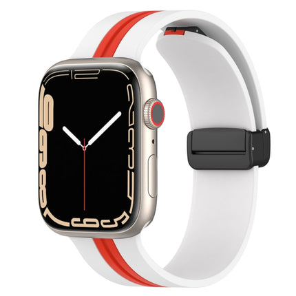 Magnetic Clasp Two-Color Silicone Watch Band, For Apple Watch Ultra 49mm, For Apple Watch Series 8&7 45mm