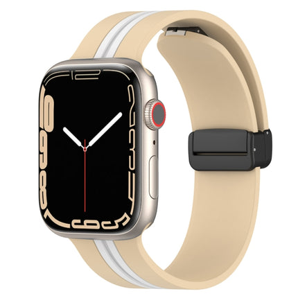 Magnetic Clasp Two-Color Silicone Watch Band, For Apple Watch Ultra 49mm, For Apple Watch Series 8&7 45mm