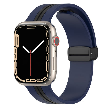 Magnetic Clasp Two-Color Silicone Watch Band, For Apple Watch Ultra 49mm, For Apple Watch Series 8&7 45mm