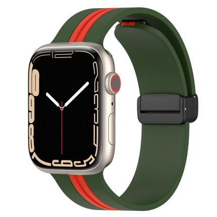 Magnetic Clasp Two-Color Silicone Watch Band, For Apple Watch Series 8&7 41mm