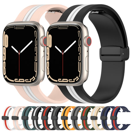 Magnetic Clasp Two-Color Silicone Watch Band, For Apple Watch Series 8&7 41mm
