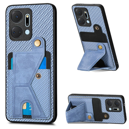 Carbon Fiber Wallet Flip Card K-shaped Holder Phone Case, For Honor Magic5, For Honor X7A, For Honor X8A, For Xiaomi Poco X4 Pro 5G