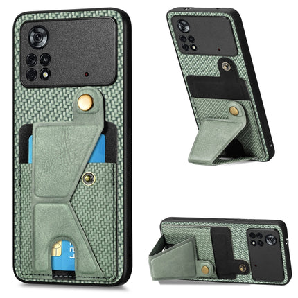 Carbon Fiber Wallet Flip Card K-shaped Holder Phone Case, For Honor Magic5, For Honor X7A, For Honor X8A, For Xiaomi Poco X4 Pro 5G
