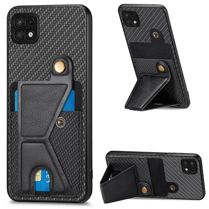 Carbon Fiber Wallet Flip Card K-shaped Holder Phone Case, For Samsung Galaxy A22 5G, For Samsung Galaxy A32 5G