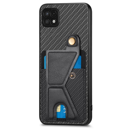 Carbon Fiber Wallet Flip Card K-shaped Holder Phone Case, For Samsung Galaxy A22 5G, For Samsung Galaxy A32 5G