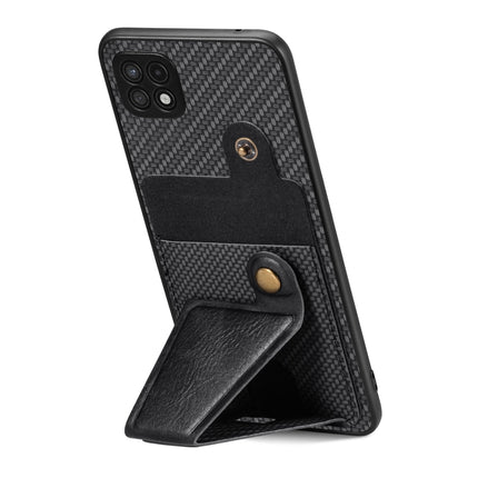 Carbon Fiber Wallet Flip Card K-shaped Holder Phone Case, For Samsung Galaxy A22 5G, For Samsung Galaxy A32 5G