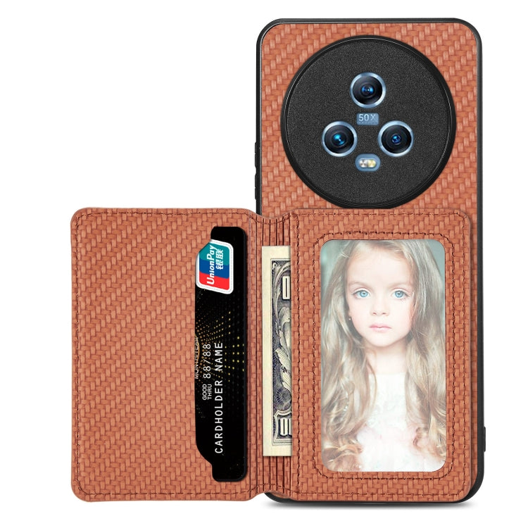 Carbon Fiber Magnetic Card Wallet Bag Phone Case, For Honor Magic5, For Honor X7A, For Honor X8A, For Honor X9A