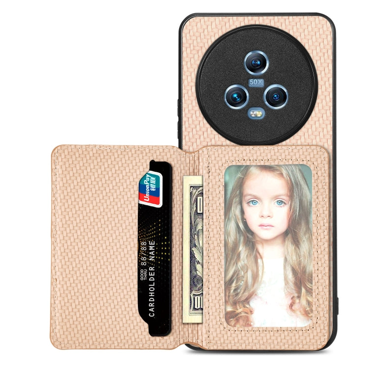 Carbon Fiber Magnetic Card Wallet Bag Phone Case, For Honor Magic5, For Honor X7A, For Honor X8A, For Honor X9A
