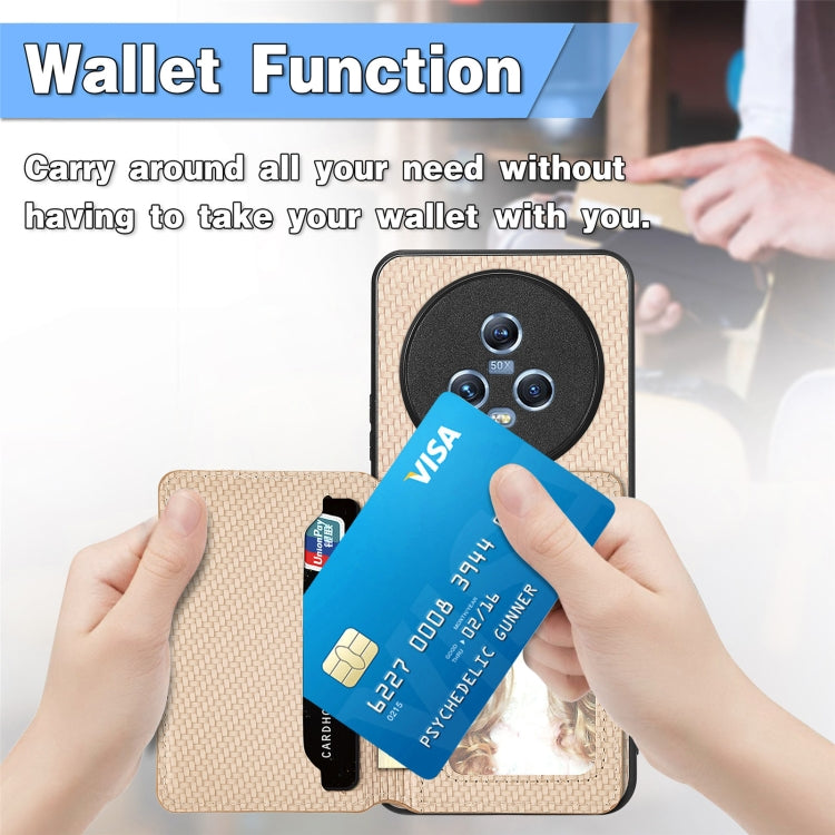 Carbon Fiber Magnetic Card Wallet Bag Phone Case, For Honor Magic5, For Honor X7A, For Honor X8A, For Honor X9A