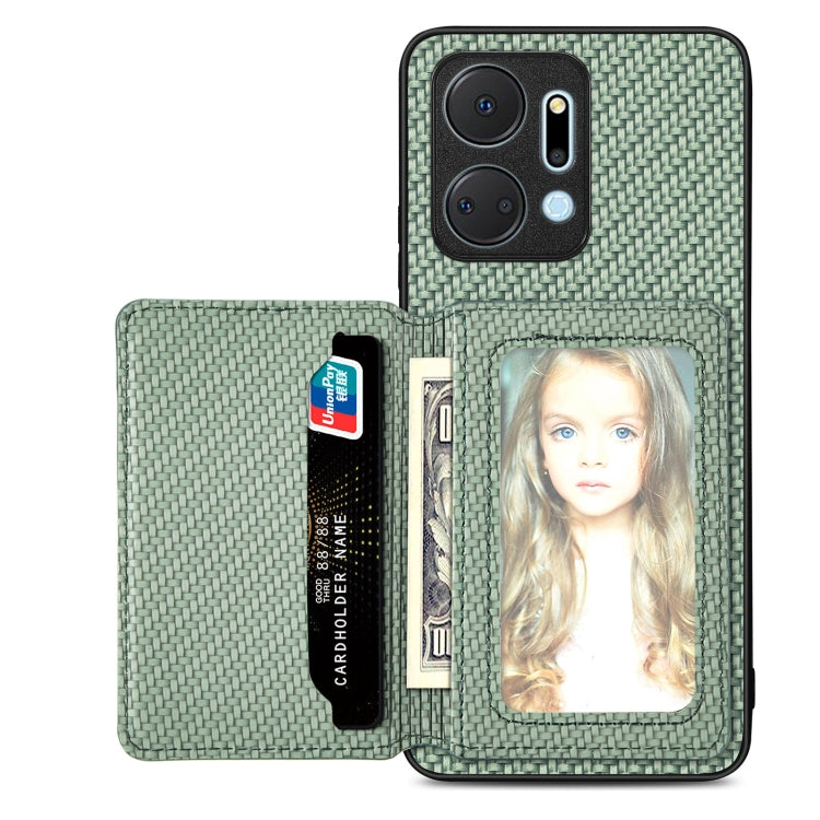 Carbon Fiber Magnetic Card Wallet Bag Phone Case, For Honor Magic5, For Honor X7A, For Honor X8A, For Honor X9A