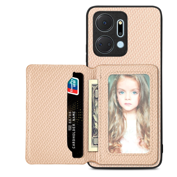 Carbon Fiber Magnetic Card Wallet Bag Phone Case, For Honor Magic5, For Honor X7A, For Honor X8A, For Honor X9A