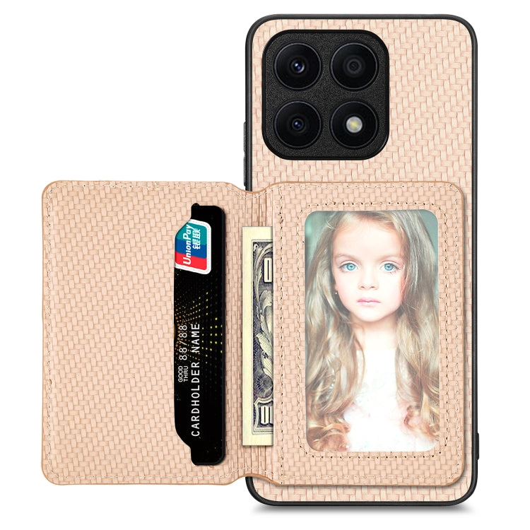 Carbon Fiber Magnetic Card Wallet Bag Phone Case, For Honor Magic5, For Honor X7A, For Honor X8A, For Honor X9A