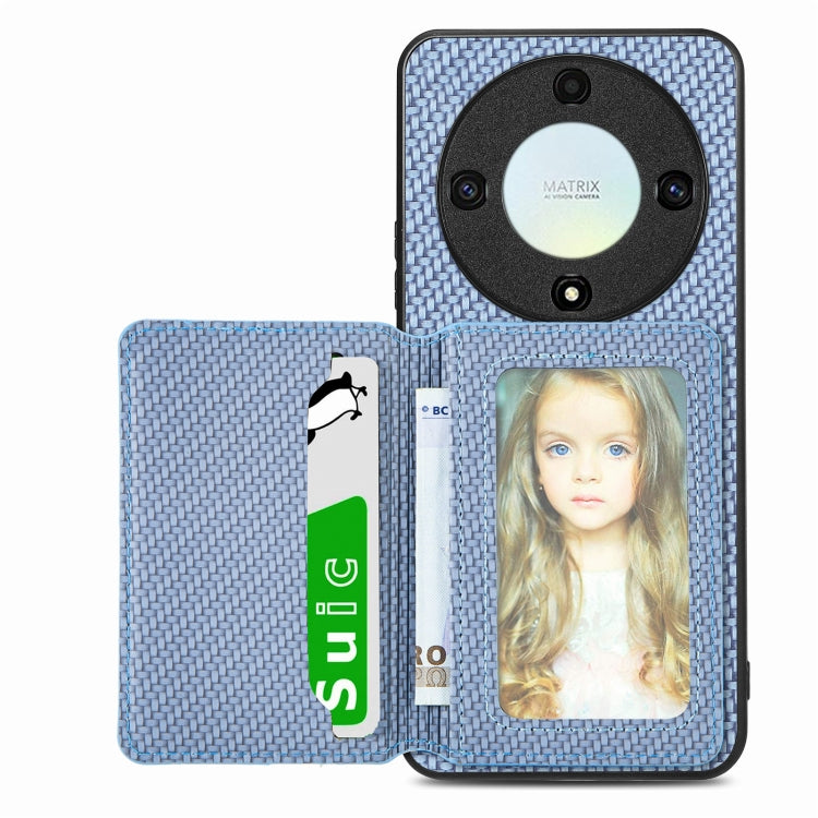 Carbon Fiber Magnetic Card Wallet Bag Phone Case, For Honor Magic5, For Honor X7A, For Honor X8A, For Honor X9A