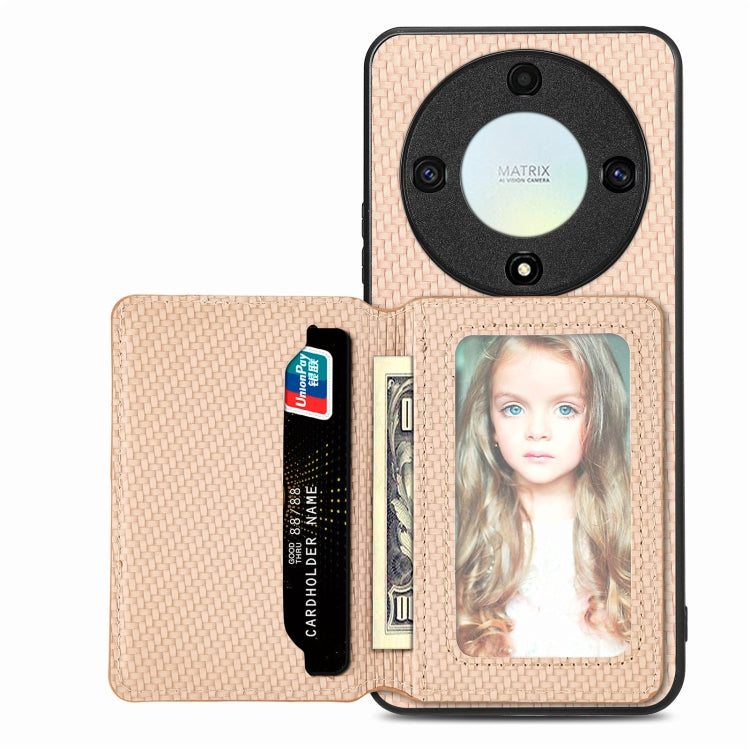 Carbon Fiber Magnetic Card Wallet Bag Phone Case, For Honor Magic5, For Honor X7A, For Honor X8A, For Honor X9A