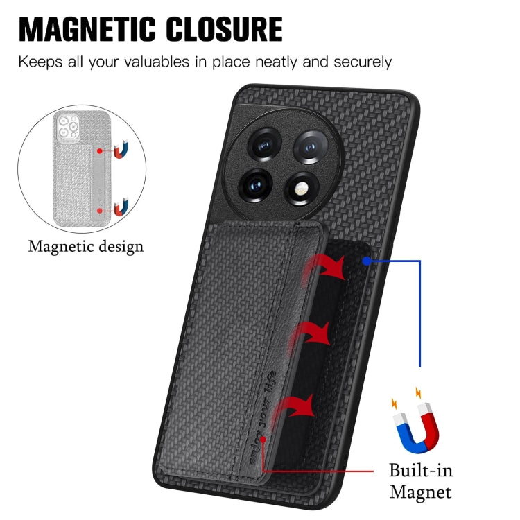Carbon Fiber Magnetic Card Wallet Bag Phone Case, For OnePlus 11 5G, For Xiaomi Poco X4 Pro 5G, For Xiaomi Poco X5 Pro 5G, For Samsung Galaxy A22 5G