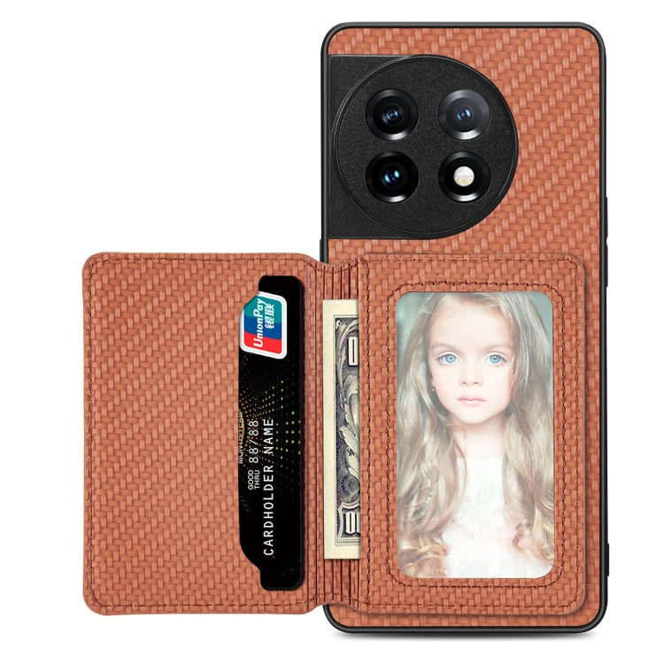 Carbon Fiber Magnetic Card Wallet Bag Phone Case, For OnePlus 11 5G, For Xiaomi Poco X4 Pro 5G, For Xiaomi Poco X5 Pro 5G, For Samsung Galaxy A22 5G