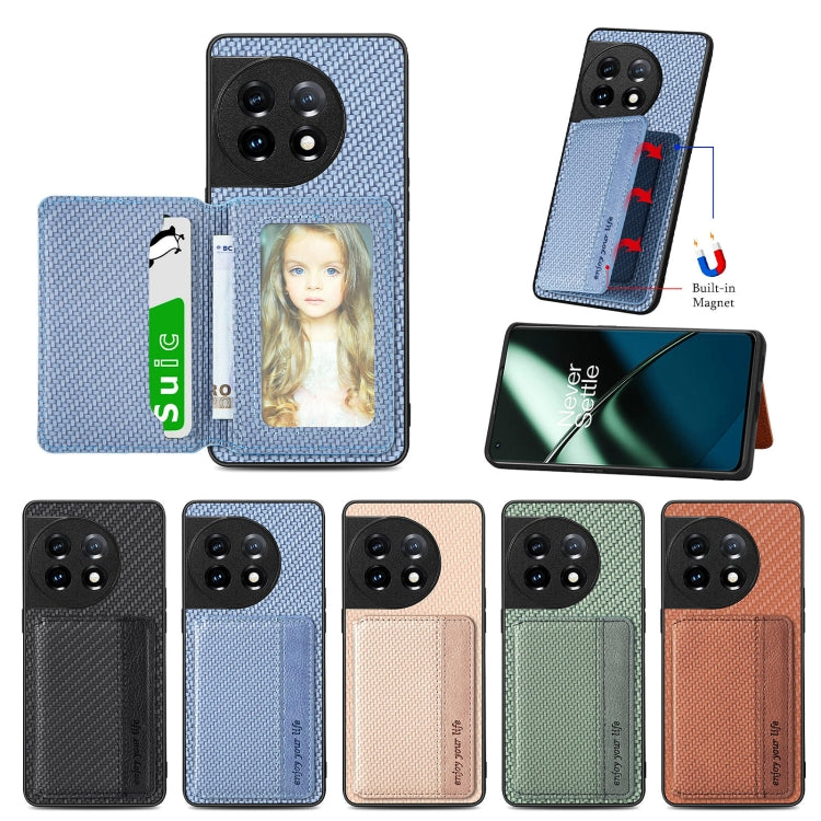 Carbon Fiber Magnetic Card Wallet Bag Phone Case, For OnePlus 11 5G, For Xiaomi Poco X4 Pro 5G, For Xiaomi Poco X5 Pro 5G, For Samsung Galaxy A22 5G
