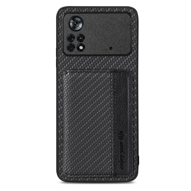 Carbon Fiber Magnetic Card Wallet Bag Phone Case, For Xiaomi Poco X4 Pro 5G, For Xiaomi Poco X5 Pro 5G, For Samsung Galaxy A22 5G, For Samsung Galaxy A32 5G