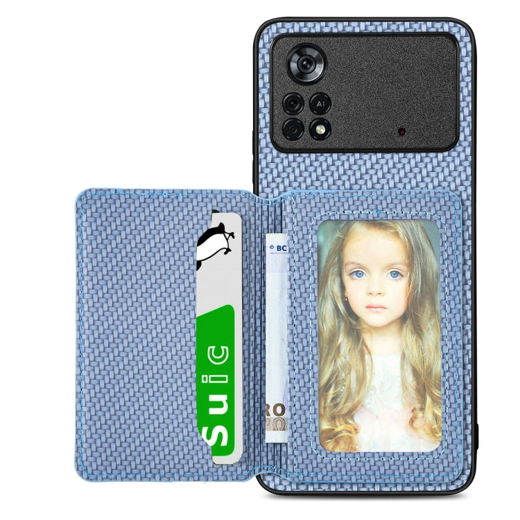 Carbon Fiber Magnetic Card Wallet Bag Phone Case, For OnePlus 11 5G, For Xiaomi Poco X4 Pro 5G, For Xiaomi Poco X5 Pro 5G, For Samsung Galaxy A22 5G