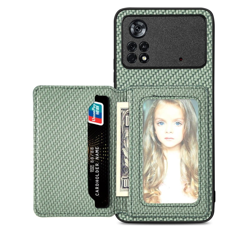 Carbon Fiber Magnetic Card Wallet Bag Phone Case, For OnePlus 11 5G, For Xiaomi Poco X4 Pro 5G, For Xiaomi Poco X5 Pro 5G, For Samsung Galaxy A22 5G