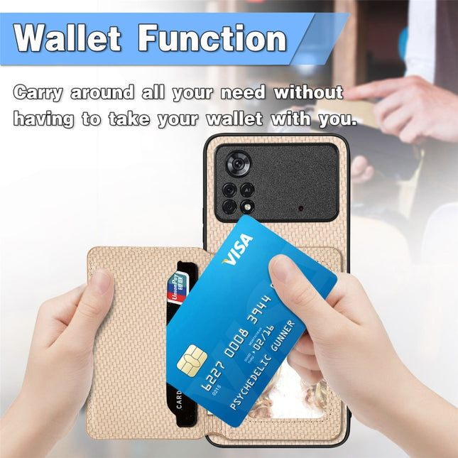 Carbon Fiber Magnetic Card Wallet Bag Phone Case