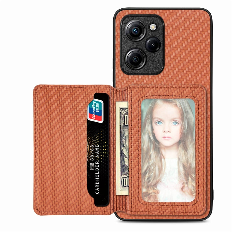 Carbon Fiber Magnetic Card Wallet Bag Phone Case, For OnePlus 11 5G, For Xiaomi Poco X4 Pro 5G, For Xiaomi Poco X5 Pro 5G, For Samsung Galaxy A22 5G