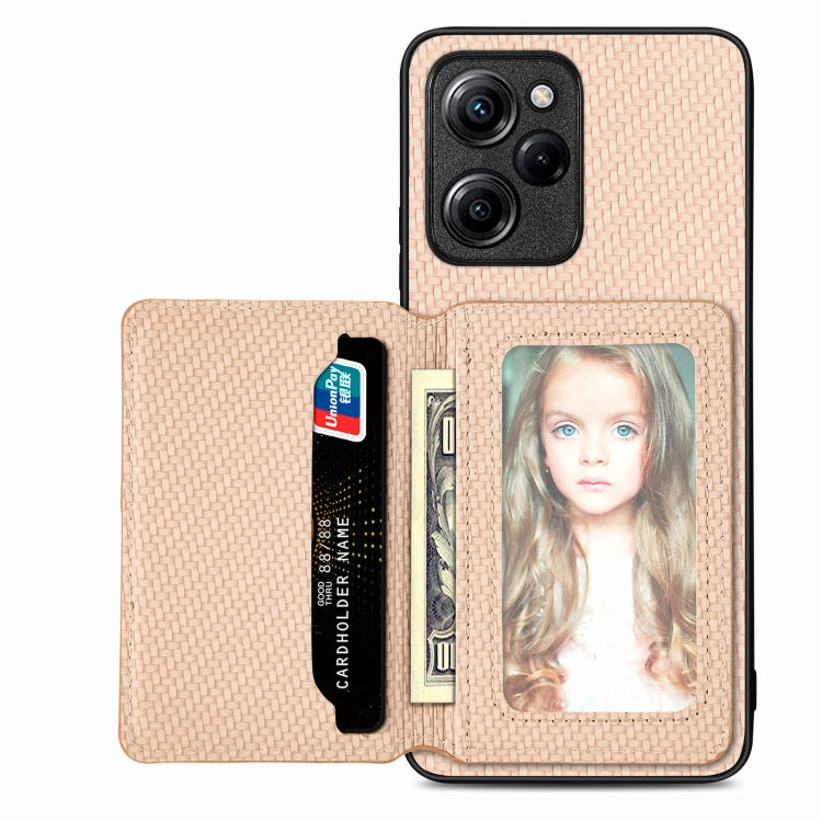 Carbon Fiber Magnetic Card Wallet Bag Phone Case, For OnePlus 11 5G, For Xiaomi Poco X4 Pro 5G, For Xiaomi Poco X5 Pro 5G, For Samsung Galaxy A22 5G