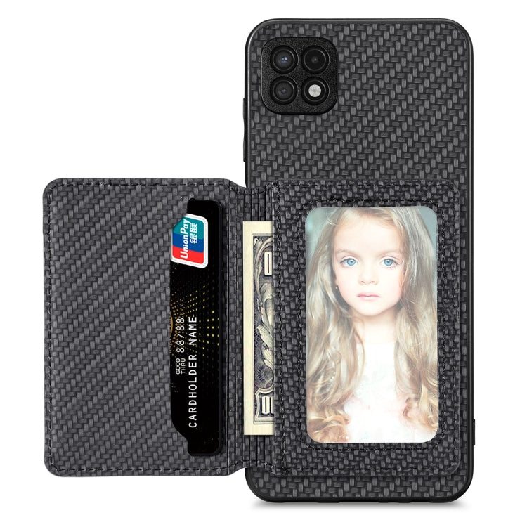 Carbon Fiber Magnetic Card Wallet Bag Phone Case, For OnePlus 11 5G, For Xiaomi Poco X4 Pro 5G, For Xiaomi Poco X5 Pro 5G, For Samsung Galaxy A22 5G