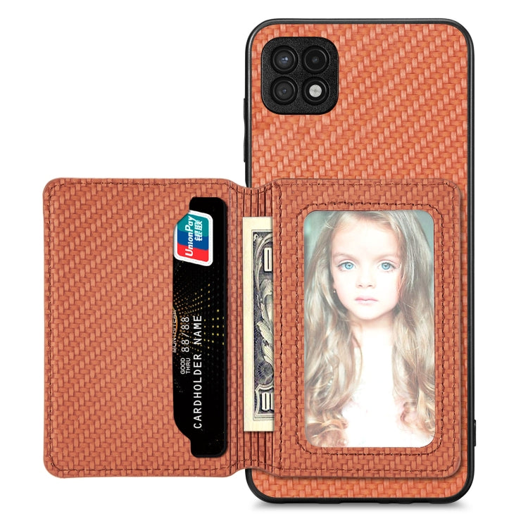 Carbon Fiber Magnetic Card Wallet Bag Phone Case, For OnePlus 11 5G, For Xiaomi Poco X4 Pro 5G, For Xiaomi Poco X5 Pro 5G, For Samsung Galaxy A22 5G