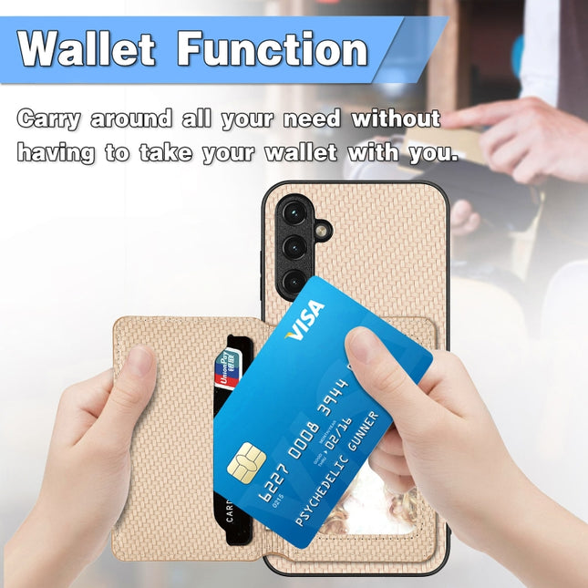 Carbon Fiber Magnetic Card Wallet Bag Phone Case