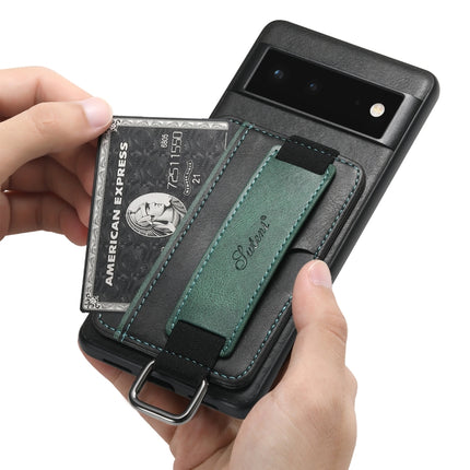 Suteni H13 Card Wallet Wrist Strap Holder PU Phone Case, For Googel Pixel 6, For Googel Pixel 6 Pro, For Googel Pixel 6a, For Googel Pixel 7 5G, For Googel Pixel 7 Pro 5G, For Googel Pixel 7a