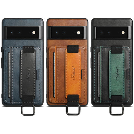 Suteni H13 Card Wallet Wrist Strap Holder PU Phone Case, For Googel Pixel 6, For Googel Pixel 6 Pro, For Googel Pixel 6a, For Googel Pixel 7 5G, For Googel Pixel 7 Pro 5G, For Googel Pixel 7a