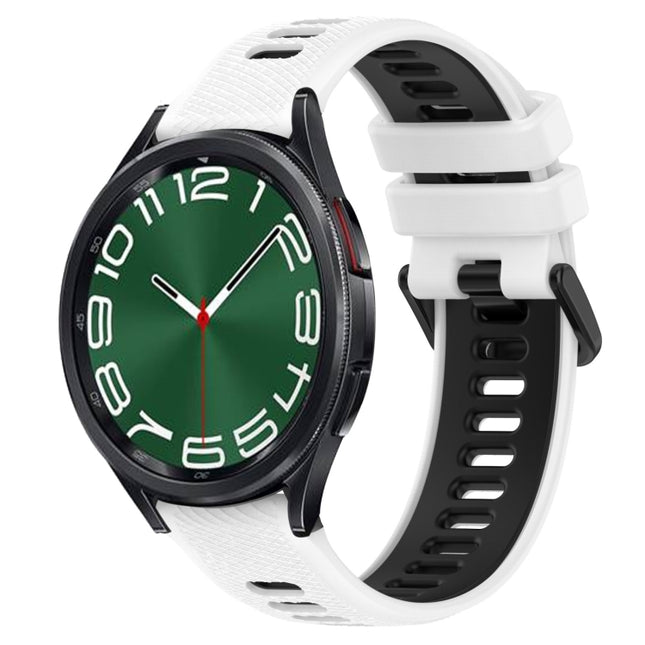 20mm Sports Two-Color Silicone Watch Band, For Samsung Galaxy Watch 6 Classic 47mm, For Samsung Galaxy Watch5 44mm