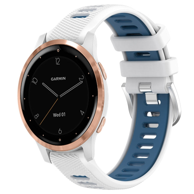 18mm Sports Two-Color Steel Buckle Silicone Watch Band, For Garmin Active S, For Garmin Forerunner 255S