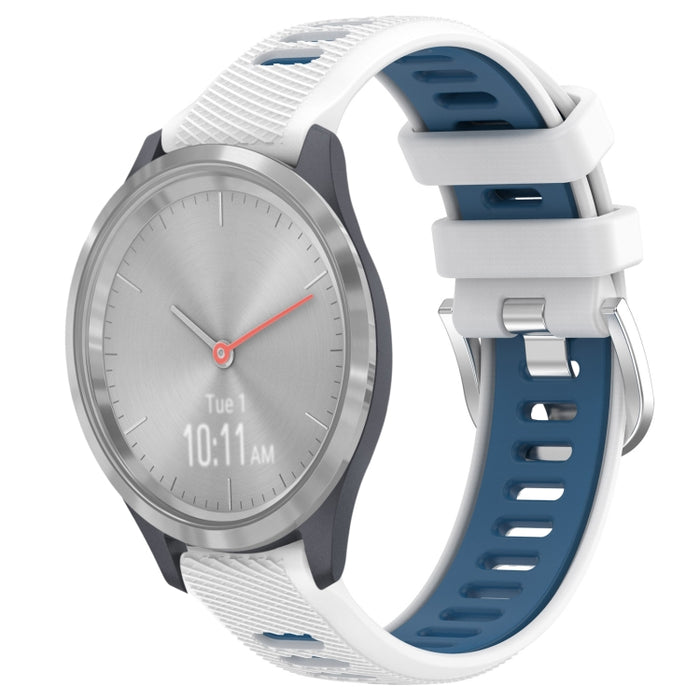 18mm Sports Two-Color Steel Buckle Silicone Watch Band, For Garmin Vivomove 3S, For Garmin Vivoactive 4S