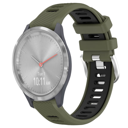 18mm Sports Two-Color Steel Buckle Silicone Watch Band, For Garmin Vivomove 3S, For Garmin Vivoactive 4S