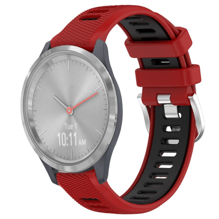 18mm Sports Two-Color Steel Buckle Silicone Watch Band, For Garmin Vivomove 3S, For Garmin Vivoactive 4S