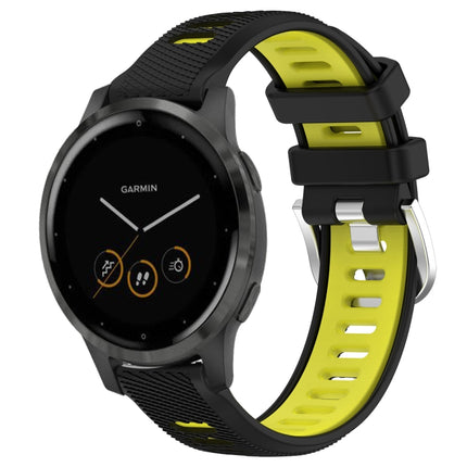 18mm Sports Two-Color Steel Buckle Silicone Watch Band, For Garmin Vivomove 3S, For Garmin Vivoactive 4S