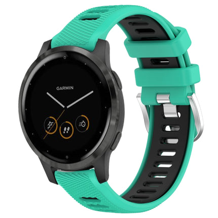 18mm Sports Two-Color Steel Buckle Silicone Watch Band, For Garmin Vivomove 3S, For Garmin Vivoactive 4S
