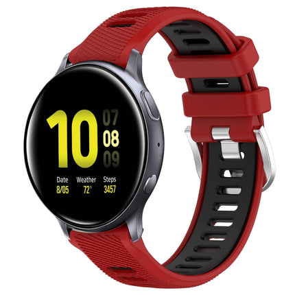 20mm Sports Two-Color Steel Buckle Silicone Watch Band, For Samsung Galaxy Watch Active2 40mm, For Samsung Galaxy Watch Active2 44mm
