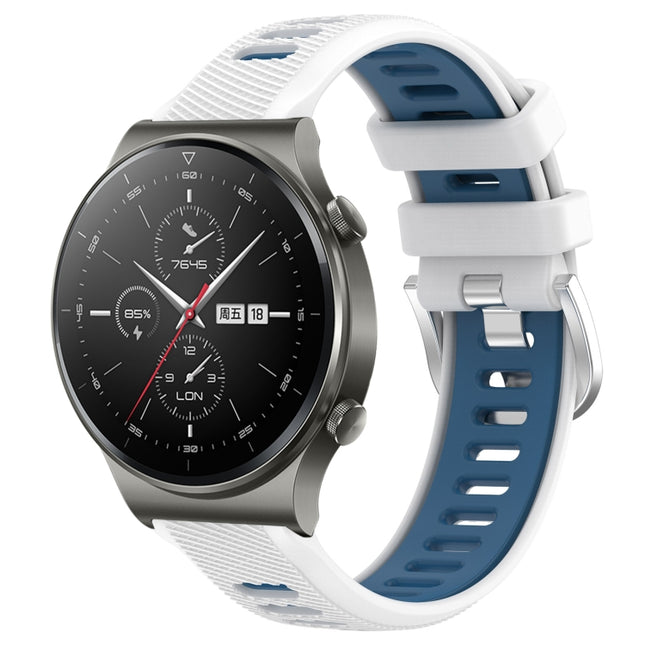 22mm Sports Two-Color Steel Buckle Silicone Watch Band, For Huawei GT2 Pro, For Huawei Watch GT 2E