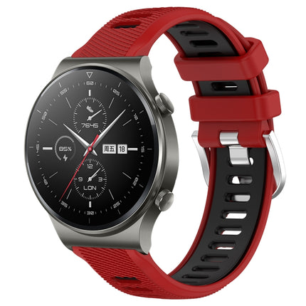 22mm Sports Two-Color Steel Buckle Silicone Watch Band, For Huawei GT2 Pro, For Huawei Watch GT 2E