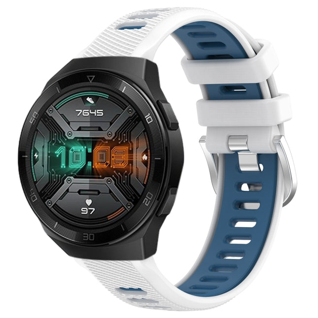 22mm Sports Two-Color Steel Buckle Silicone Watch Band, For Huawei GT2 Pro, For Huawei Watch GT 2E