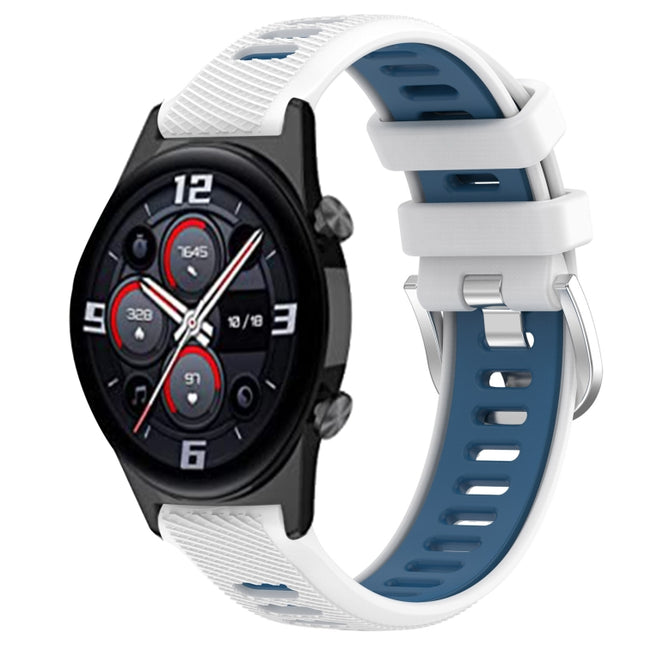 22mm Sports Two-Color Steel Buckle Silicone Watch Band, For Honor Watch GS 3i, For Honor Watch GS Pro