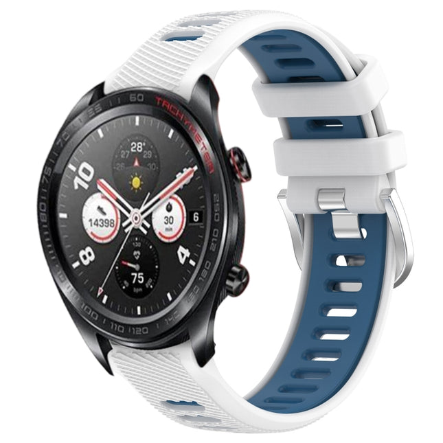22mm Sports Two-Color Steel Buckle Silicone Watch Band, For Honor Magic Watch 2 46mm, For Honor Watch Dream