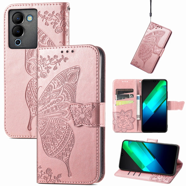 Butterfly Love Flower Embossed Leather Phone Case, For Infinix Note 12 G96, For OnePlus Ace 2, For Realme C55