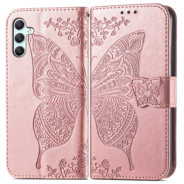 Butterfly Love Flower Embossed Leather Phone Case, For Samsung Galaxy A34 5G
