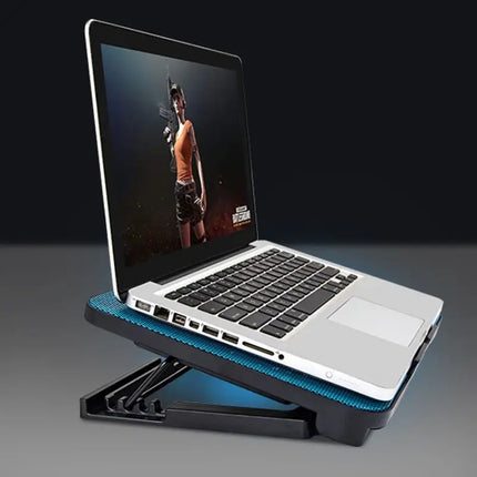 N99 USB Dual Fan Hollow Carved Design Heat Dissipation Laptop Cooling Pad, N99