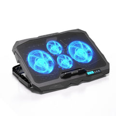 S18 Aluminum Four Fans Gaming Laptop Cooling Pad Foldable Holder with Wind Speed Display, S18